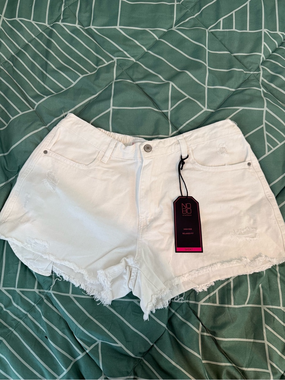NOBO White Frayed Hem Women’s Denim Shorts